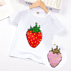 Kids Short Sleeved Cotton Sequins Summer Clothing Double Sided Color Changing Top
