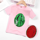 Kids Short Sleeved Cotton Sequins Summer Clothing Double Sided Color Changing Top