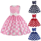 Summer Children's Clothing Girls Polka Dot Dress Holiday Party Evening Dress