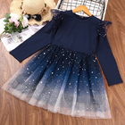 Children'S Dress Clothing Girls Gradient Starry Long Sleeve Princess Dress