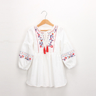 Long Sleeved Embroidered Dress Spring Children'S Clothing Girls Fringed Dress