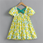 Girls Puff Sleeve Dress Short Sleeve Cotton Dress Summer Children's Clothing