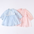 Spring Children'S Clothing New Girls Lace Dress Children Solid Color Dress
