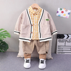 Children'S Outfit Sets Kids Plaid Cardigan Sets Boys Autumn Sets