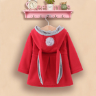 Winter Children's Clothing Girls Bunny Ears Warm Cotton Coat Baby Girl Hooded Coats