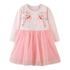 Girls Lace Embroidered Print Long Sleeve Dress Children'S Dress Clothing