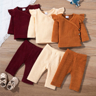 Children'S Outfit Sets Baby Girls Flying Sleeve Solid Color Baby Two Piece Suit
