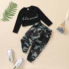 Children'S Outfit Sets Round Neck Letter Printing Top Camouflage Trousers Two Piece