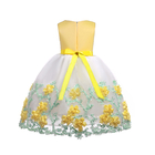 Embroidered Flower Polyester Children'S Dress Clothing With Bow At Waist OEM