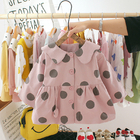 Pink Lapel 110CM Spring Children'S Clothing Coat Polka Dot Pattern