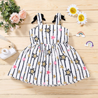 Little Star Pattern 30in Children'S Dress Clothing Summer Black And White Striped Dress