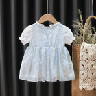 Sky Light Blue Lace Children'S Dress Clothing For Girls Summer Season