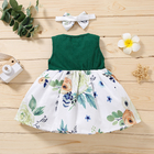 Green Stitching Patchwork Shirt Dress 43in Cotton Summer Dresses Sleeveless