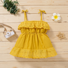 Summer Soild Color Children's Dress Clothing Girls Sling Yellow Dress Children's Clothing Wholesale