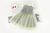 Children Girl Silk Buttons Sleeveless Knee Length Summer Dress Casual