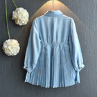 110cm Children'S Dress Clothing Toddlers Temperament Navy Blue Pleated Skirt