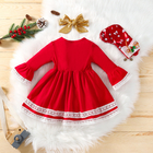 100cm 39in Polyester Children'S Dress Clothing With Bow At Waist Flare Sleeve