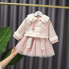 Child Autumn 0.9M Traditional Chinese Clothing Tang Suit Pretty Pink Princess Dress ODM