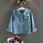 Polyester 43in Children'S Play Clothing Button Up Top Long Sleeve Embroidered Denim Jacket