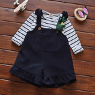 43.4in Striped Summer Children'S Clothing White Overalls Casual Strap Shorts