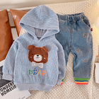 Spring And Autumn Children's Outfit Sets Cartoon Bear Hooded Two-Piece Suit