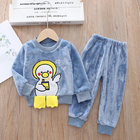 0.9M 35.4in Blue Children'S Pajamas Sets Winter Thick Warm Flannel Pajama Sets