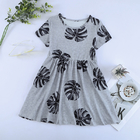 Summer Children's Clothing Solid Color Cotton Printed Short Sleeve Casual Girls Dress
