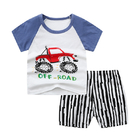 Summer Kids Pajama Set Plain Animal Short Sleeve Tee And Shorts