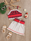 Cotton Ethnic Bohemian Style Girl Child Short Skirt Suit 3Y-8Y