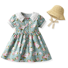 Summer Children'S Clothing Polka Dot Puff Sleeves Baby Girl Dresses With Visor Hat