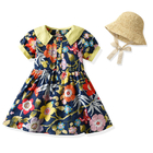 Summer Children'S Clothing Polka Dot Puff Sleeves Baby Girl Dresses With Visor Hat