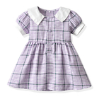 Plaid Lapel Bubble Short Sleeved Princess Dress Summer Children'S Clothing