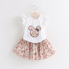 Children'S Outfit Sets Cartoon Floral Top And Skirt Girls Two-Piece