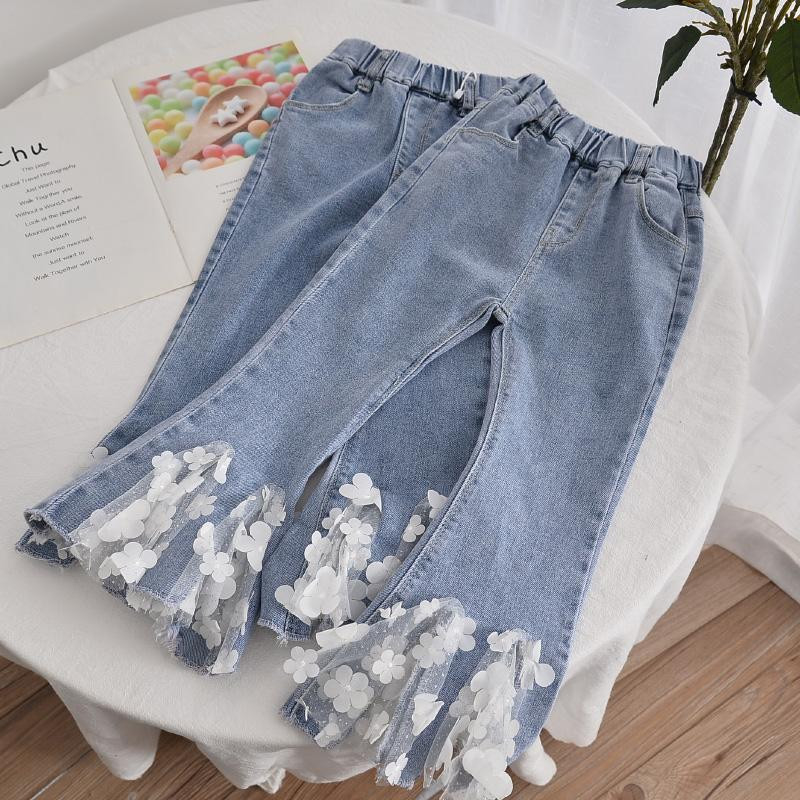 Anti Pilling Children'S Casual Trousers Breathable High Waisted Flared Jeans OEM