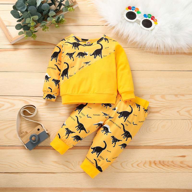 120cm 47in Spring Children'S Dinosaur Print Suit Designer Clothes For Boys