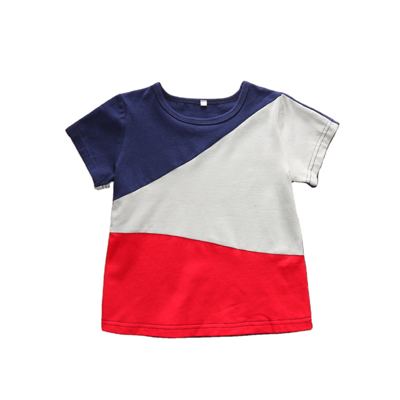 0.9M  Toddler Boys Sustainable Contrast Stitch Cotton Summer Cool T Shirts For Summer
