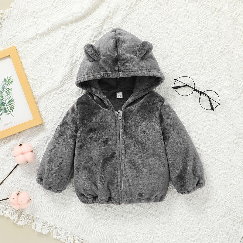 Casual Cartoon Baby Hooded Top Coat Winter Children'S Clothing